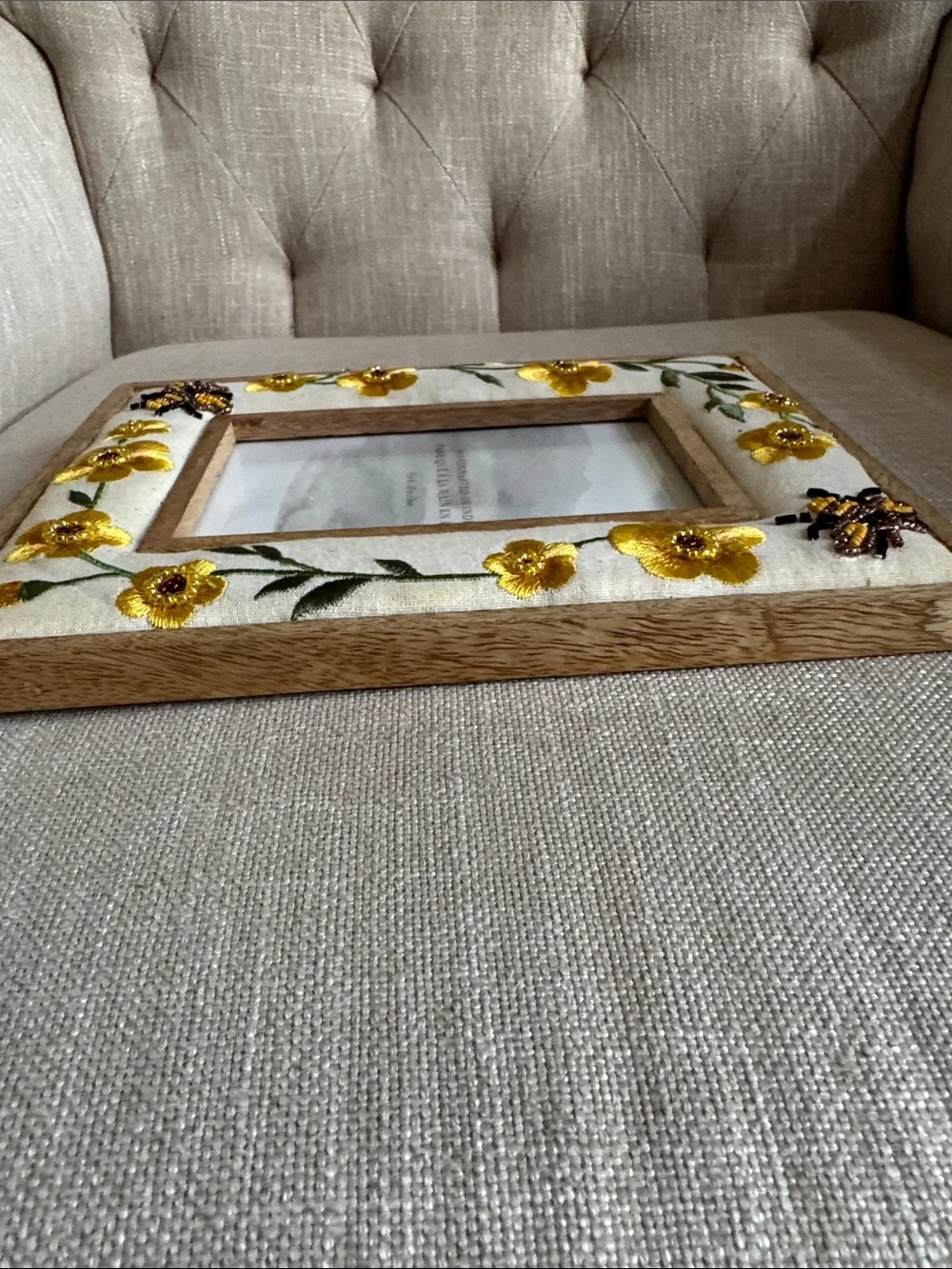 Handcrafted Floral Embroidered Photo Frame - NWOT